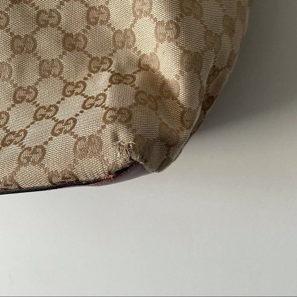 Authentic Gucci GG Monogram Medium Web Handle Bucket Tote - Picture 12 of 16